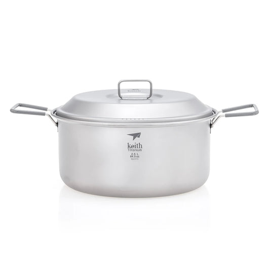 titanium pot with lid on a white background
