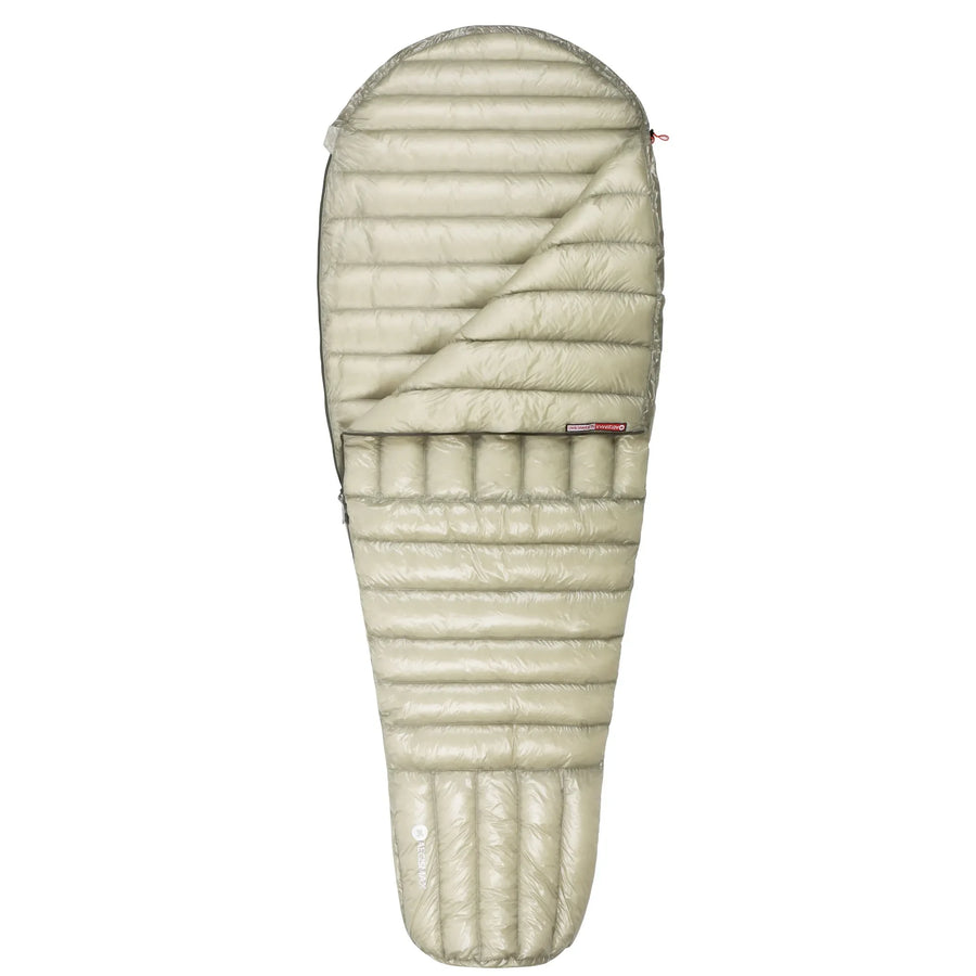 Beige sleeping bag on a white background