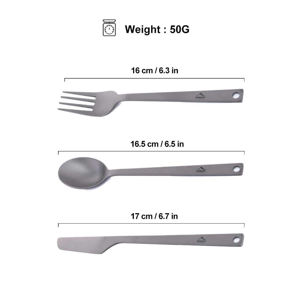 Measurement chart of a gray fork, spoon, and knife with dimensions and weight on a white background.