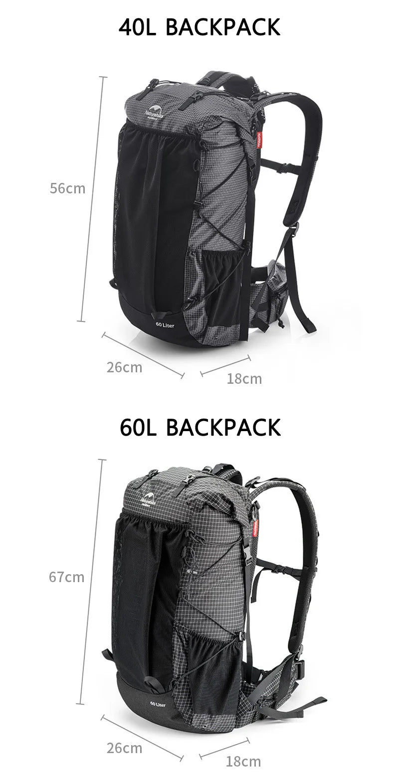 Two backpacks with measurements labeled on a white background