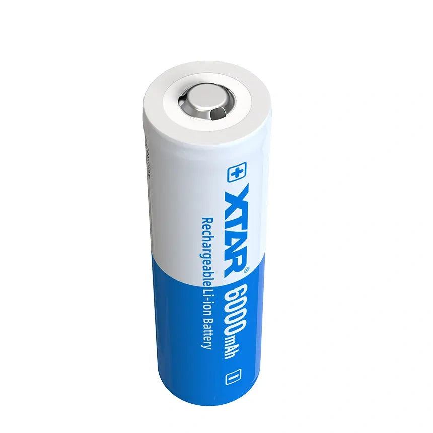 Rechargeable lithium-ion battery with XTAR branding on a white background
