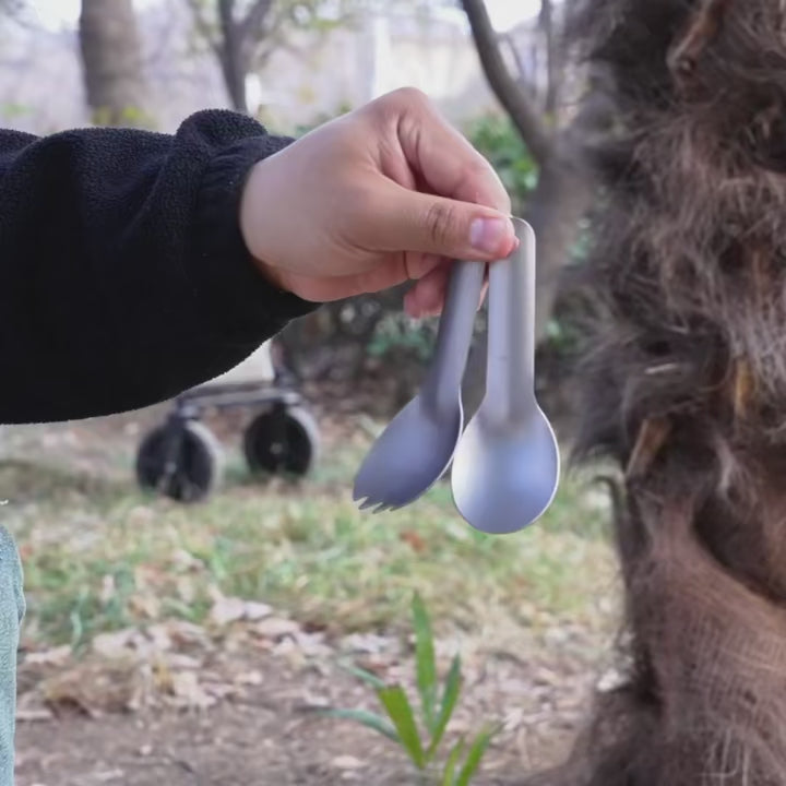 Ti artisan Titanium Short Spoon Spork demo