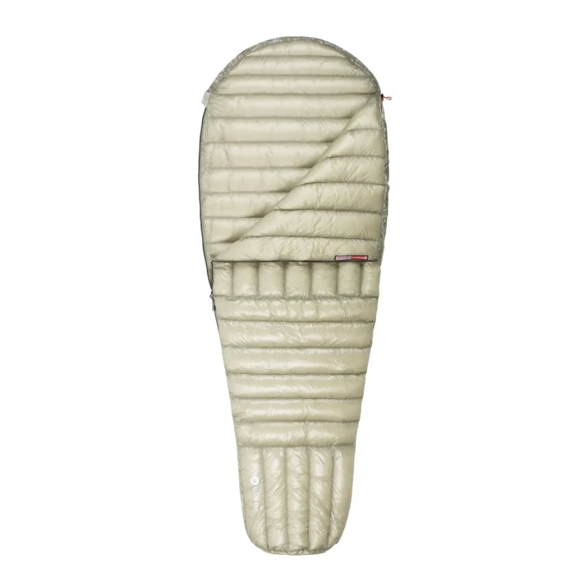 Aegismax lightweight down sleeping bag for camping. Warm and compressible for easy packing.