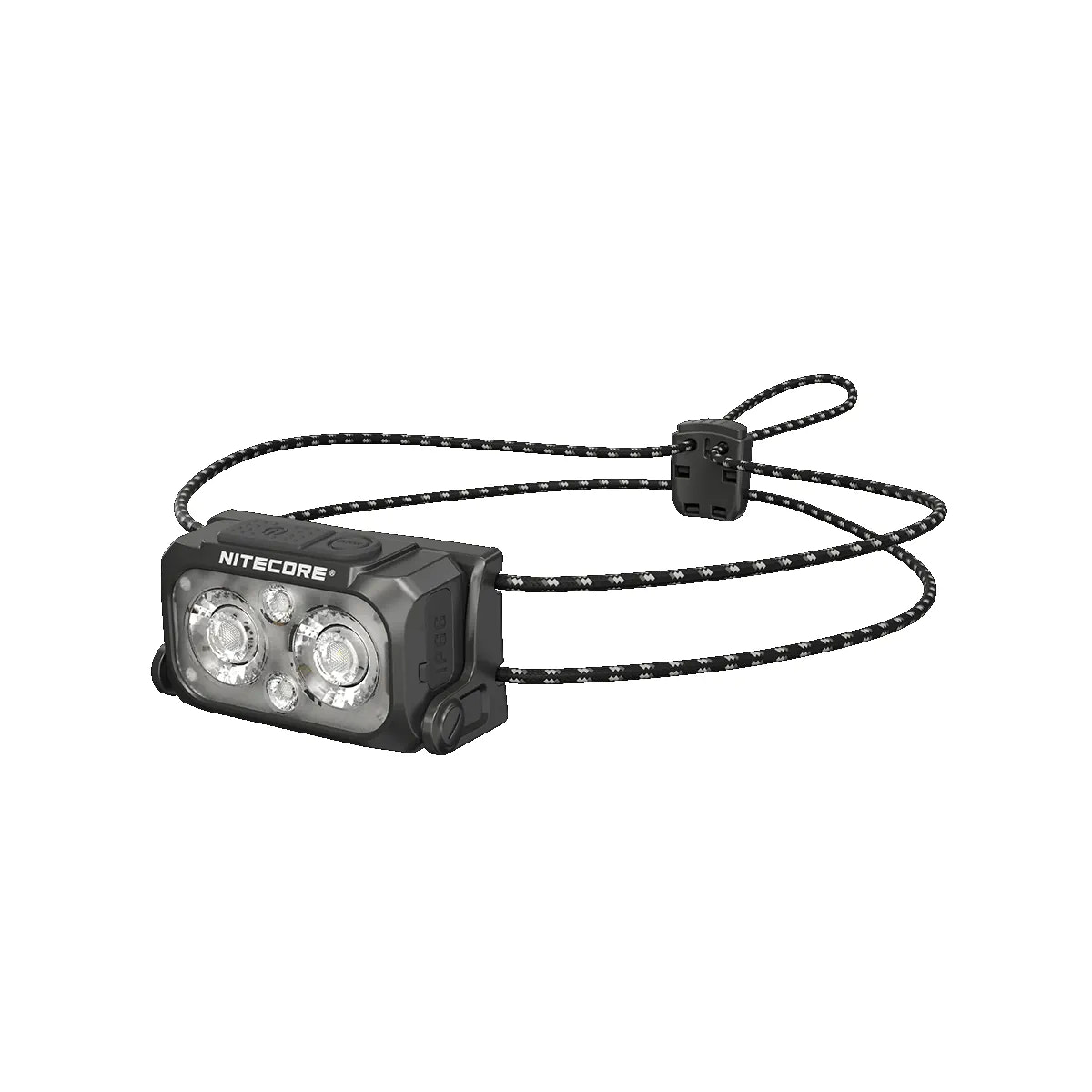 Nitecore LED flashlight with a lanyard on a white background