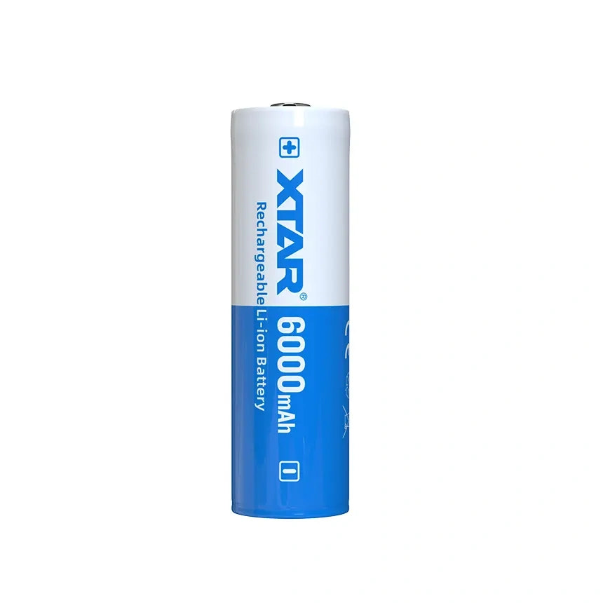 Xtar rechargeable battery with 6000 mAh capacity on a white background