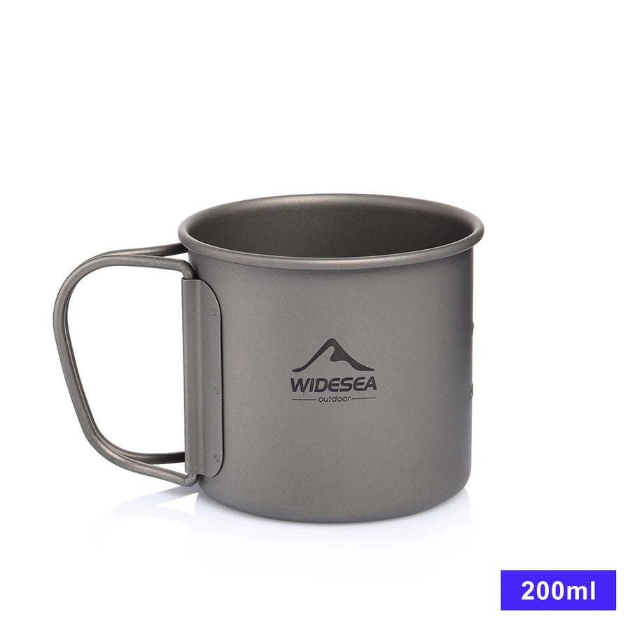 Gray mug with 'Widesea' logo on a white background