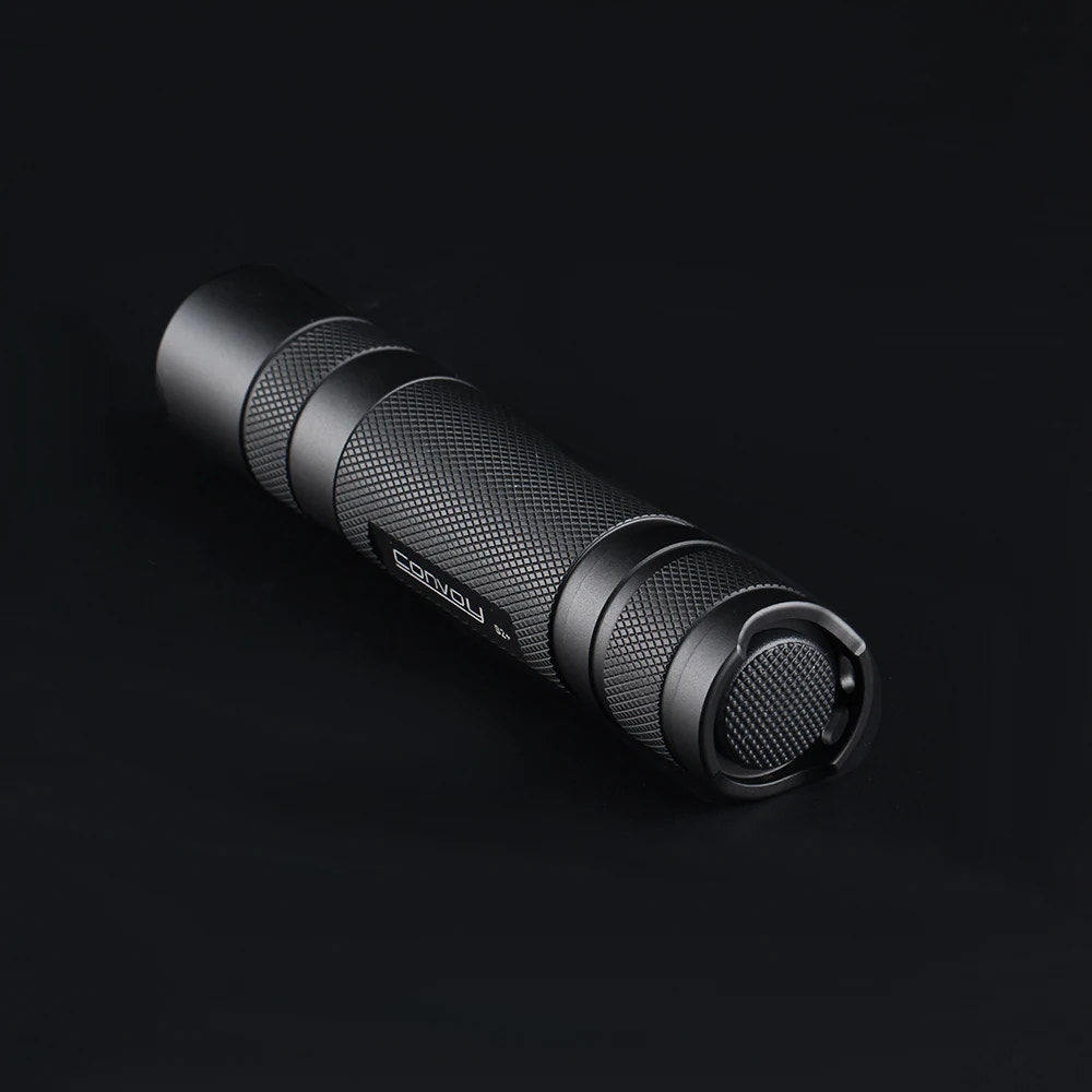 Black flashlight on a black background