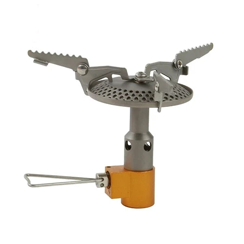 Portable camping stove with a visible brand logo on a white background