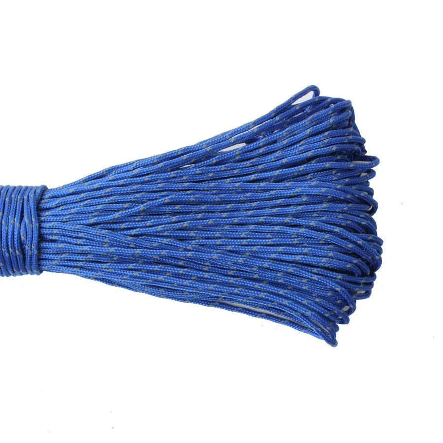 Blue paracord bundle on a white background