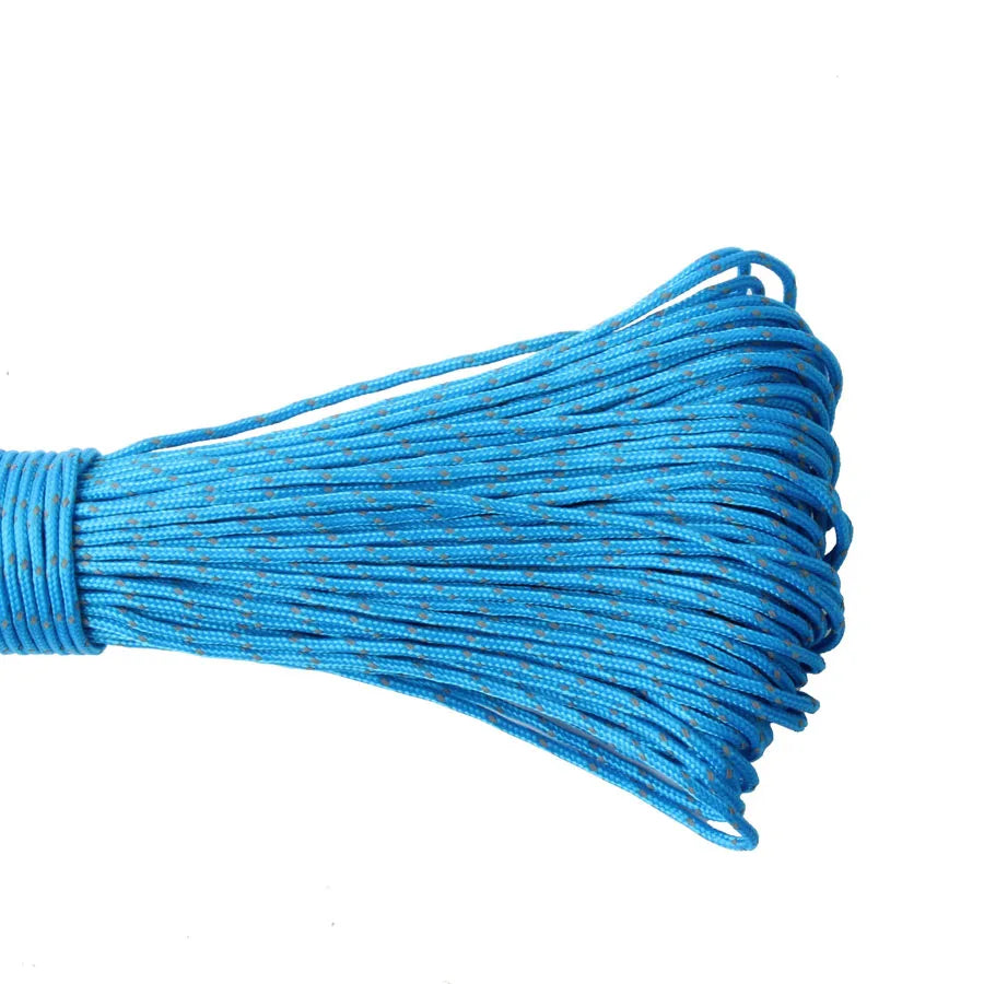 Blue paracord on a white background