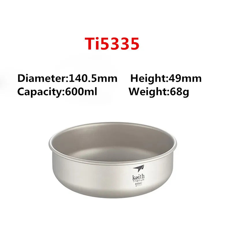 Titanium bowl with specifications on a white background