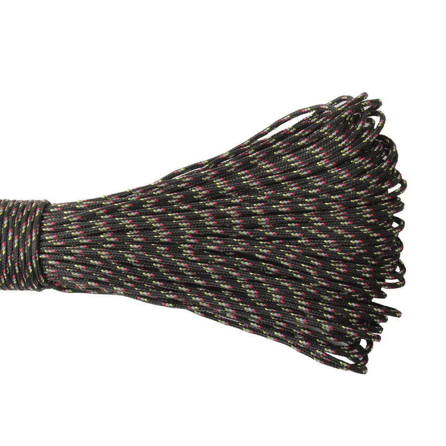 Coiled camouflage rope on a white background