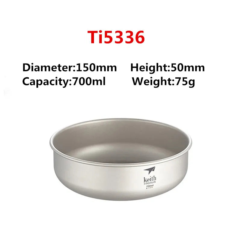 Titanium bowl with specifications on a white background