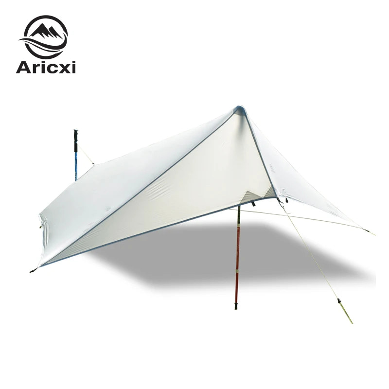 Camping tarp with Aricxi logo on a white background