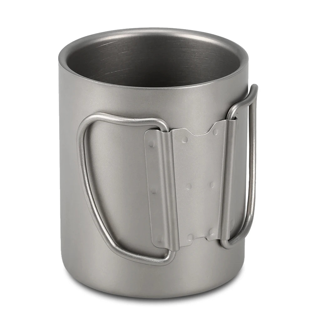 titanium mug with handles on a white background