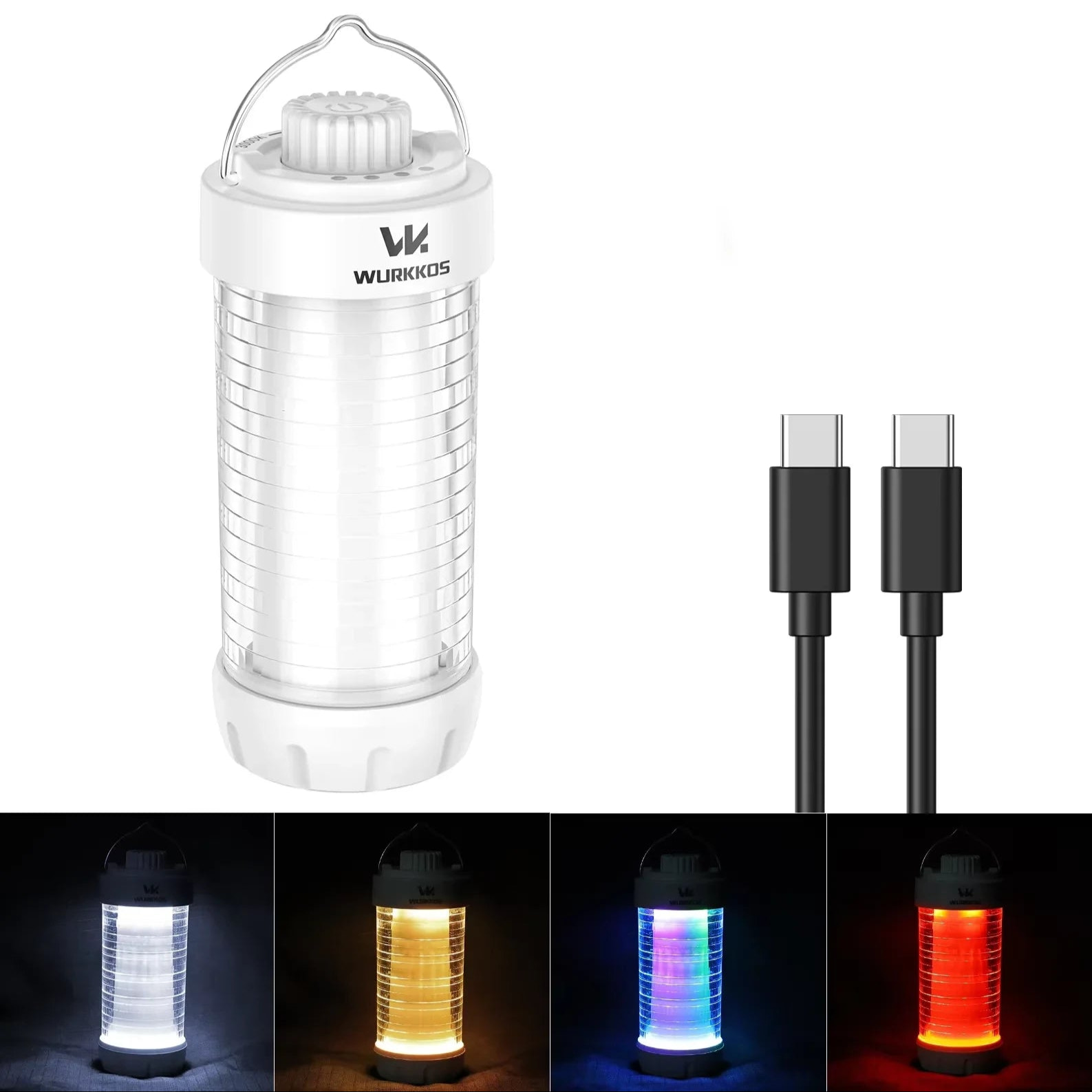 Warkos lantern with USB cables on a white background