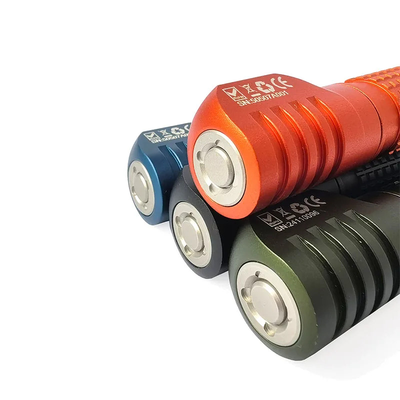Four Manker torches in orange, blue, and green on a white background