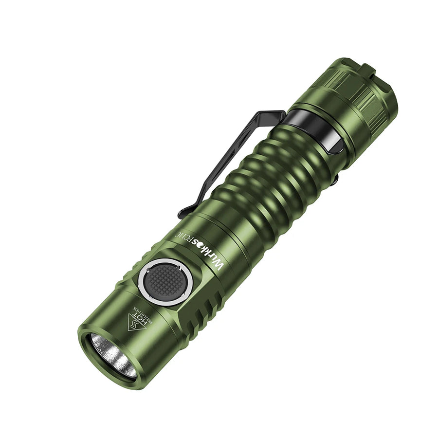 Green flashlight on a white background