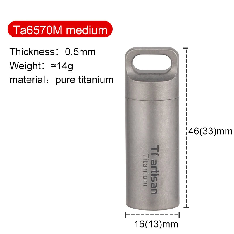Titanium bottle with specifications on a white background