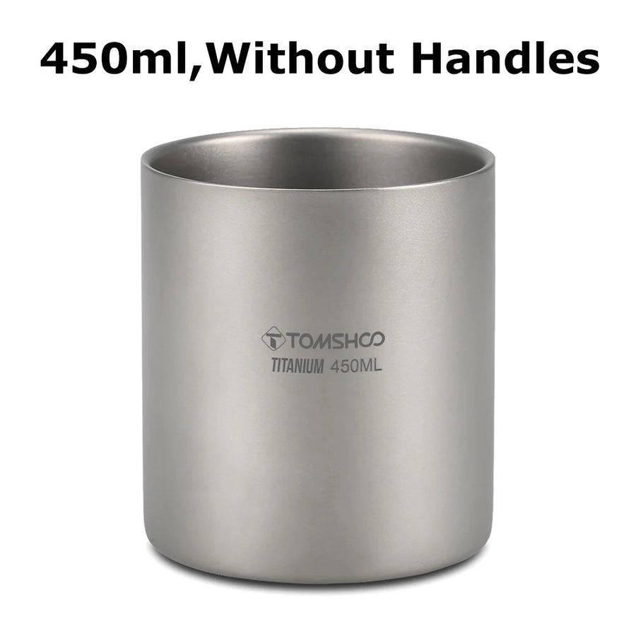 Titanium mug without handles on a white background