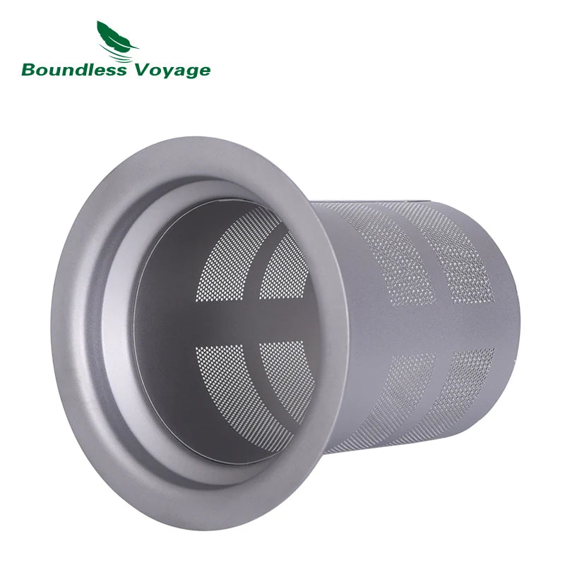 Gray mesh filter with 'Boundless Voyage' logo on a white background