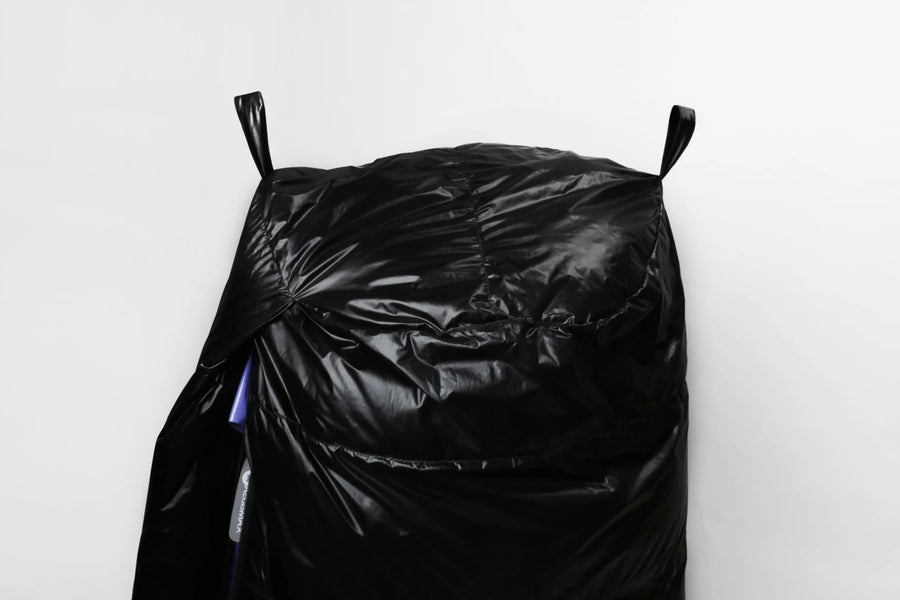 Black sleeping bag on a white background