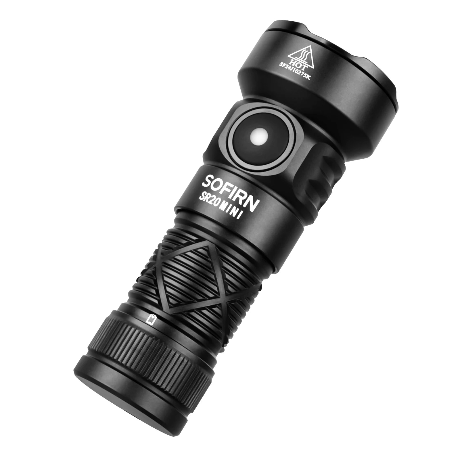 Black flashlight with 'SOFIRN' branding on a white background