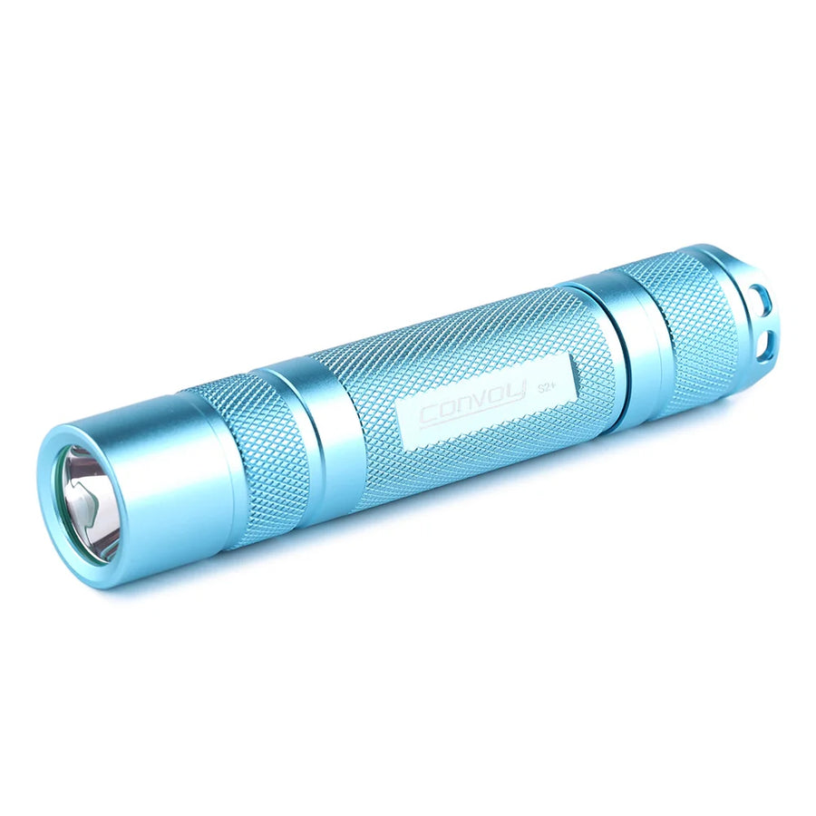 Blue flashlight with brand logo on a white background