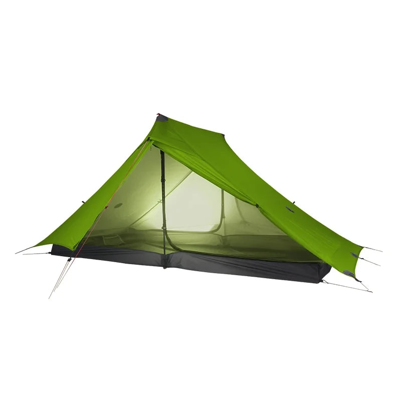 Green camping tent on a white background