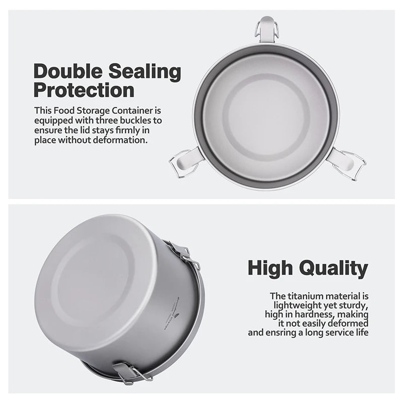 Food storage container with double sealing protection and high quality features on a white background.