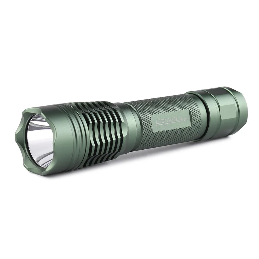 Green flashlight on a white background