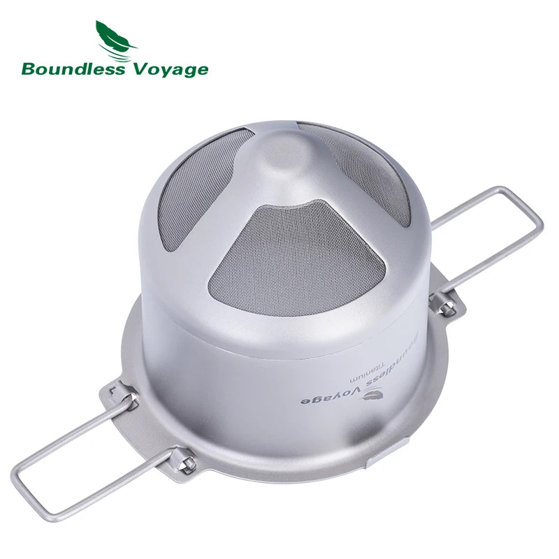 Titanium coffee filter on a white background, featuring 'Boundless Voyage' brand.