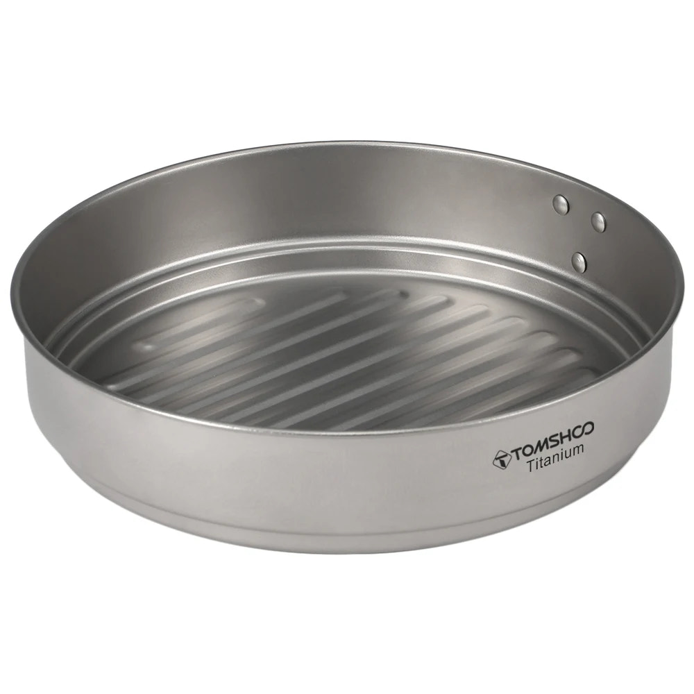 Titanium pan with 'Tomshoo Titanium' branding on a white background