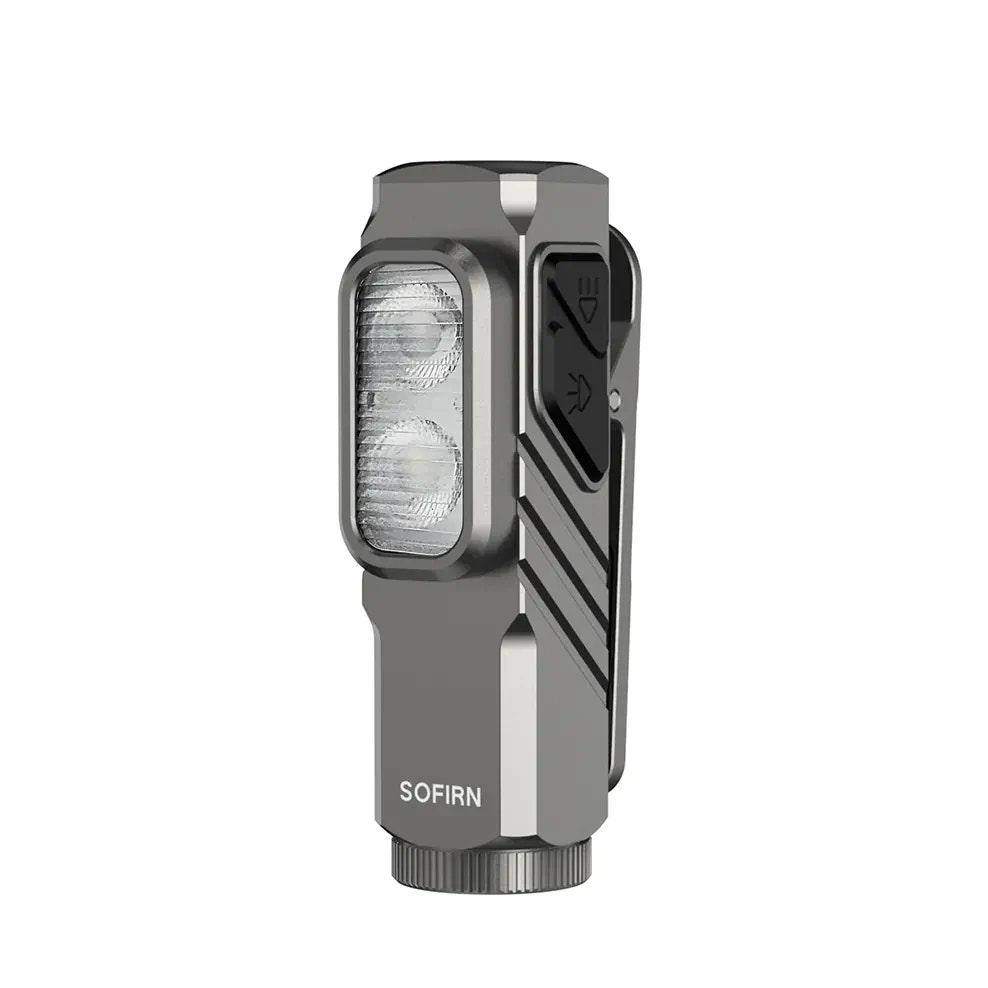 Gray flashlight with 'SOFIRN' branding on a white background