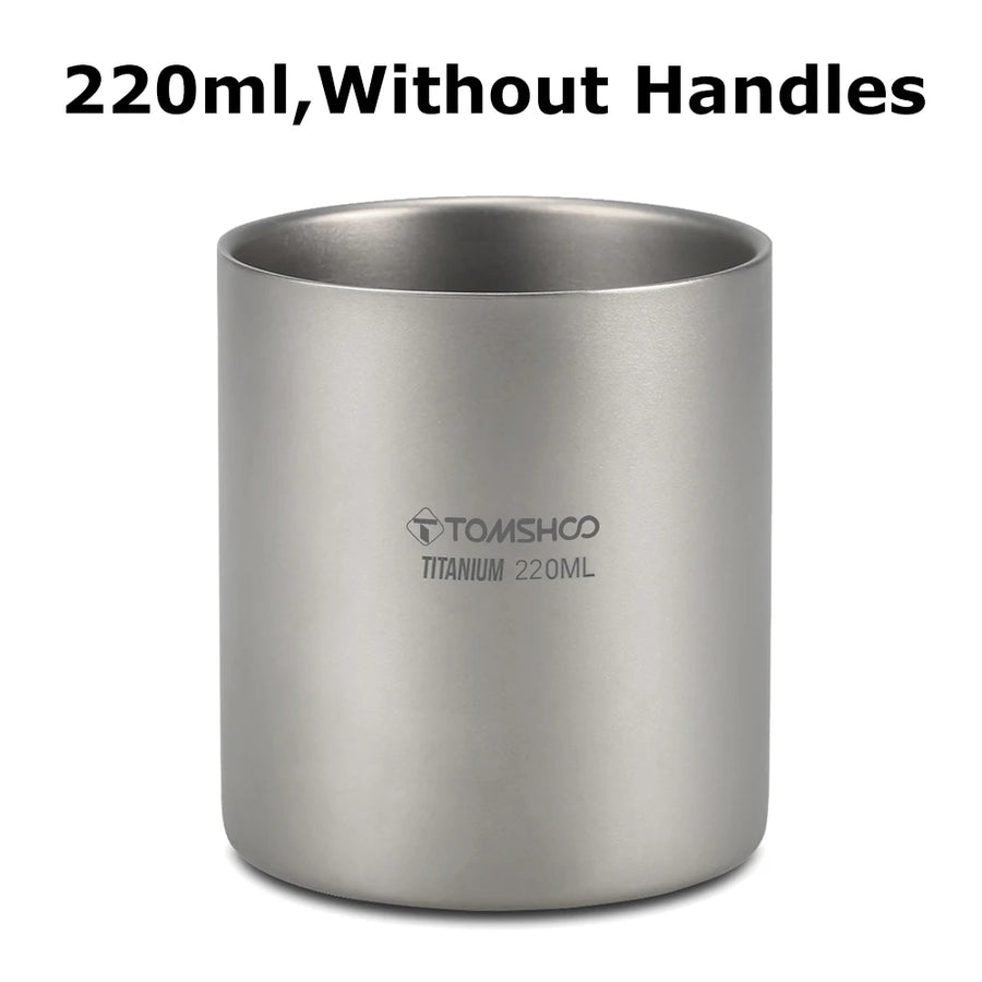 Titanium mug without handles on a white background