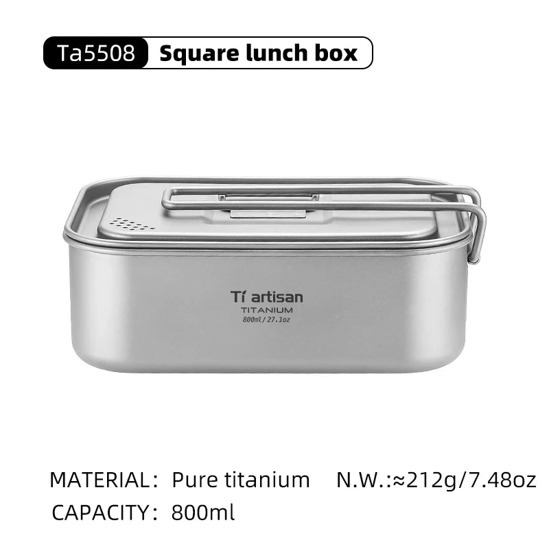Square lunch box with 'Ti artisan' branding on a white background