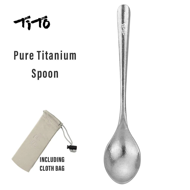 Pure Titanium Spoon with Tito branding on a white background