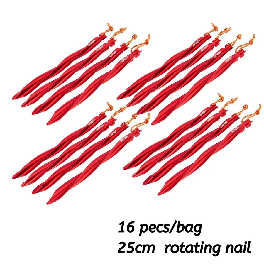 Red stakes with gold accents, arranged in a pattern on a white background.