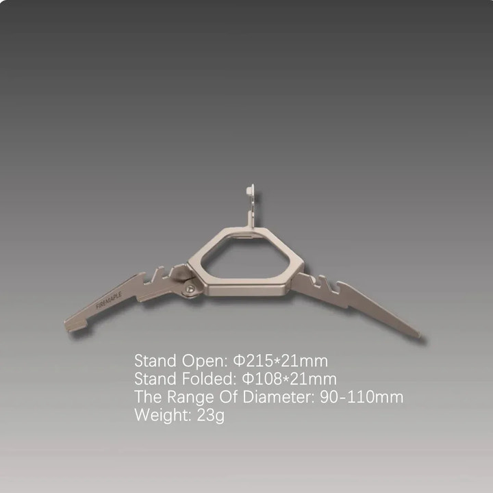 Multifunctional tool with open and folded stand on a gray background
