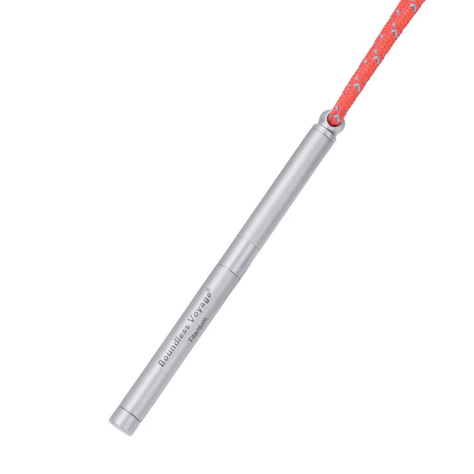 Silver pen with red accents on a white background