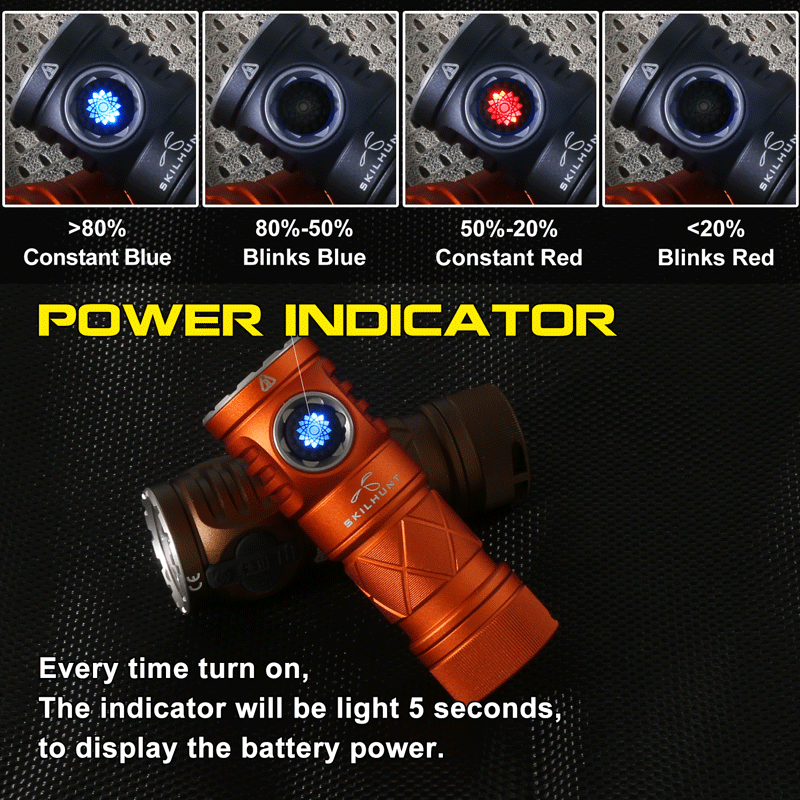 power indicator button on flashlight