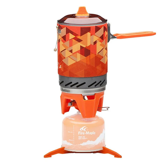 Camping stove with geometric pattern on a white background