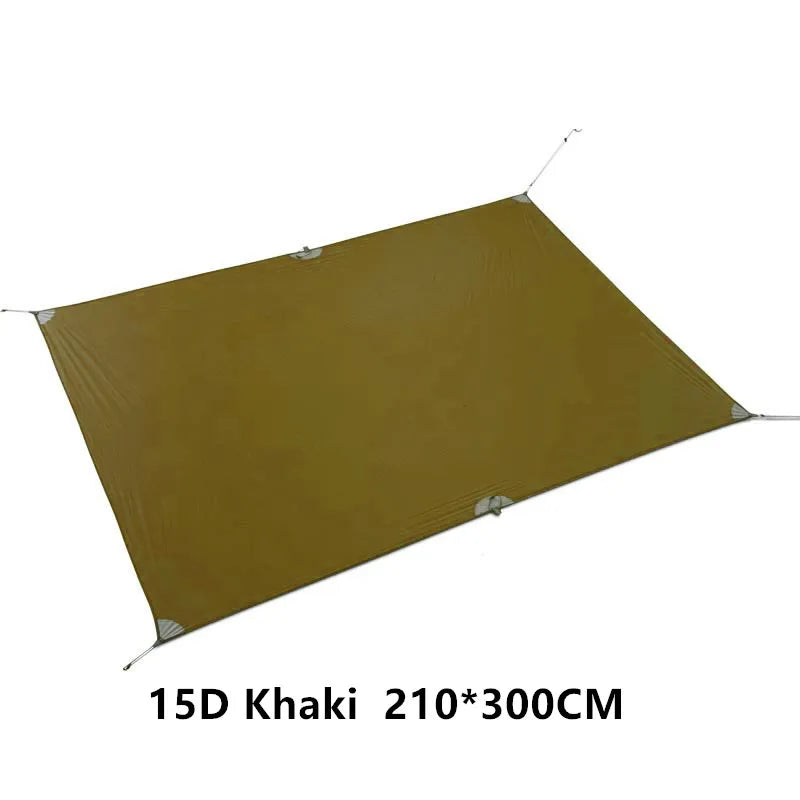 Khaki tarp with dimensions 210*300CM on a white background