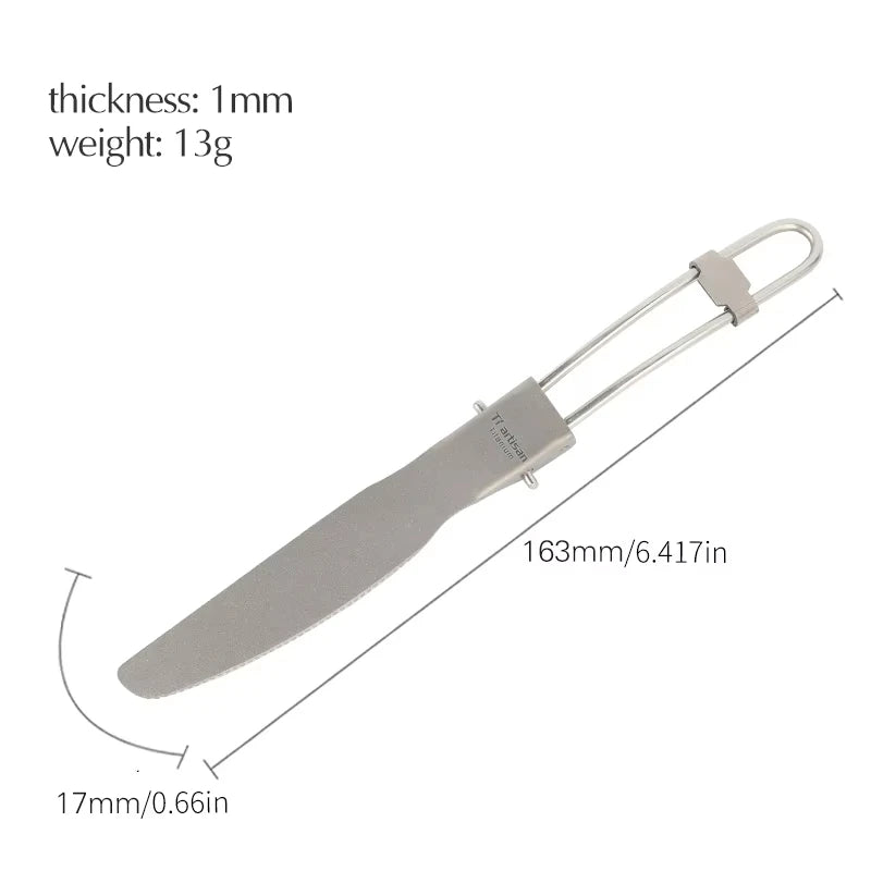 Gray butter knife with measurements on a white background