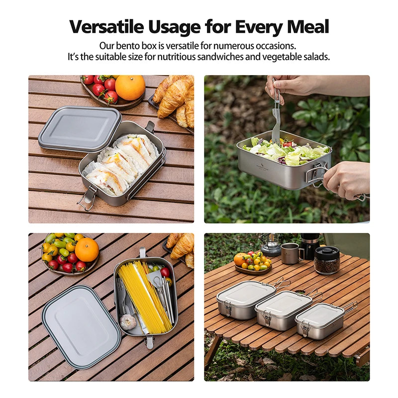 Mess tin used for various meals outdoors with text highlighting versatility.