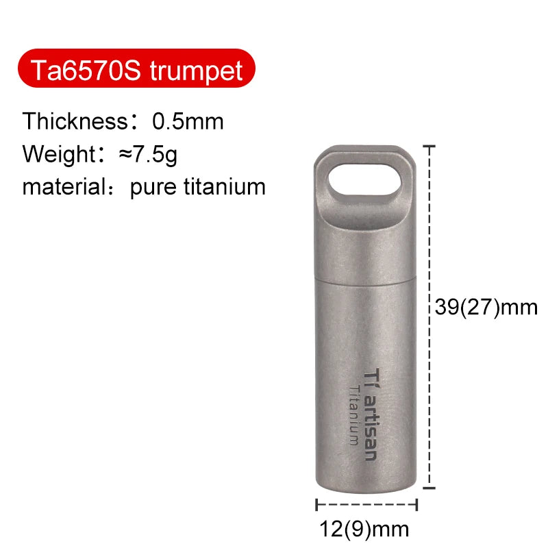 Pure titanium bottle with specifications on a white background