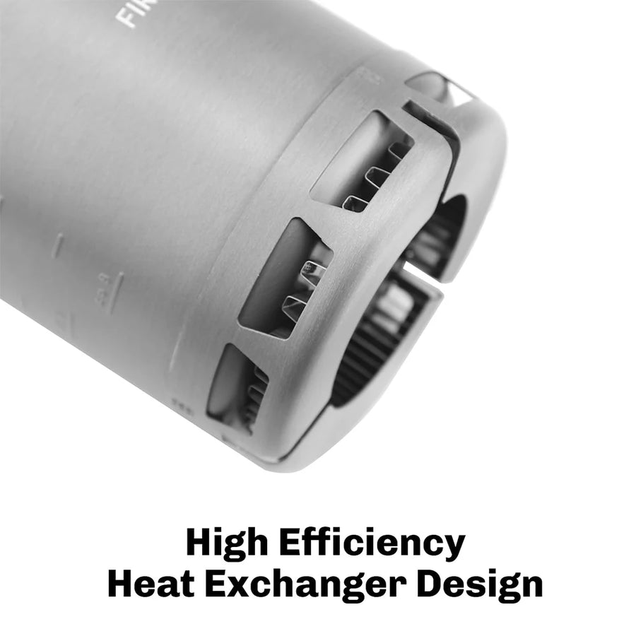 Close-up of a high efficiency heat exchanger design on a white background