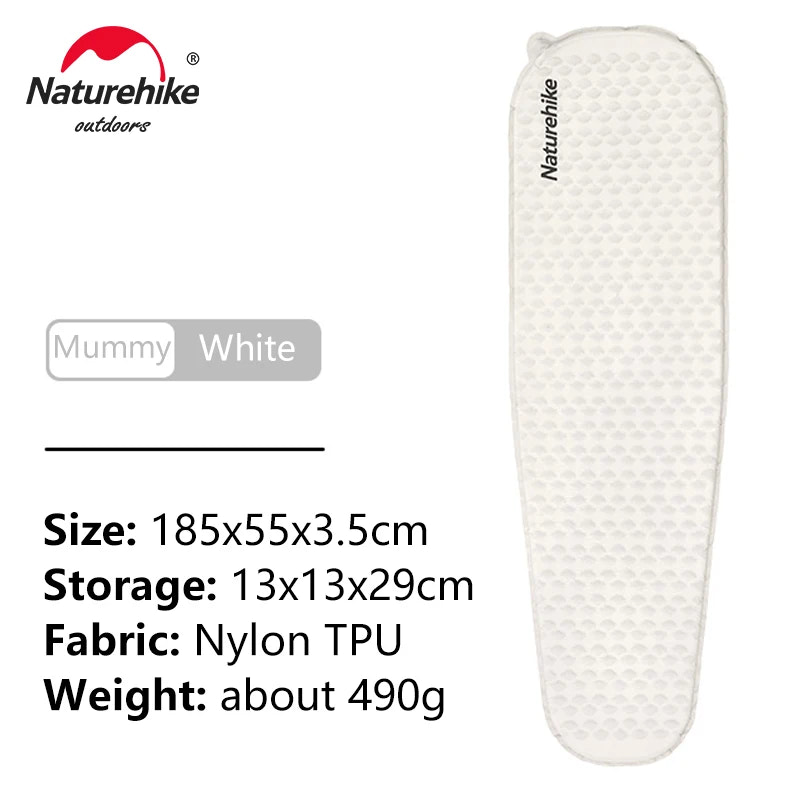 White sleeping pad with Naturehike branding on a white background