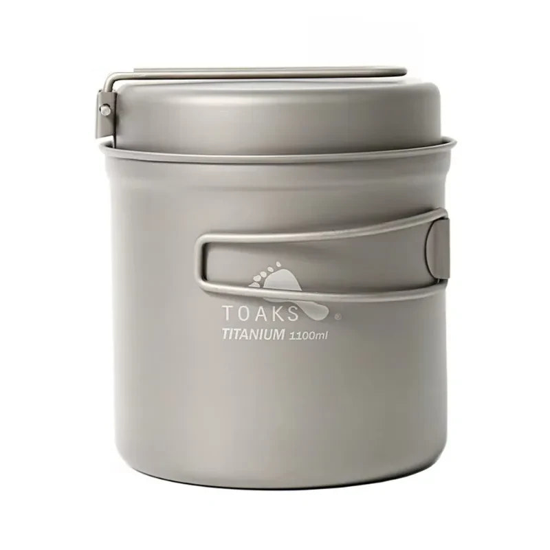 Gray titanium pot with 'Toaks' branding on a white background