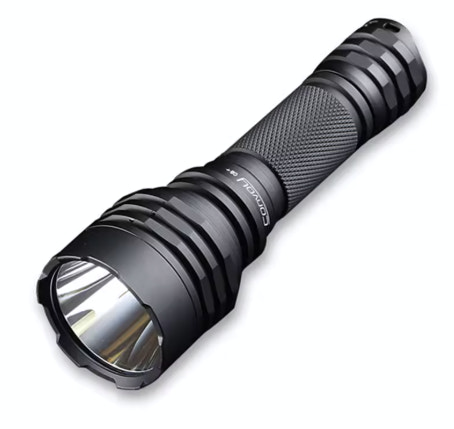 Black flashlight on a white background